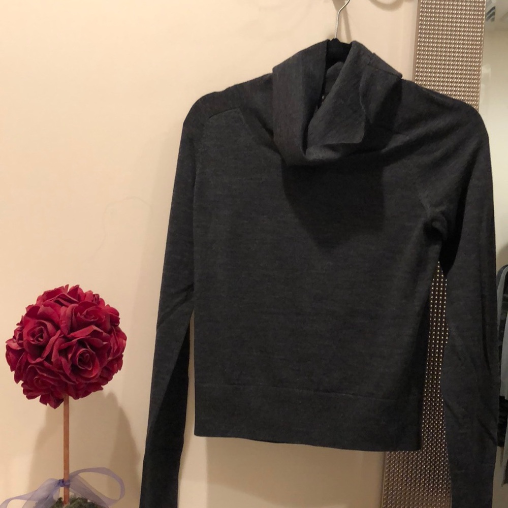 Theory Charcoal Grey Wool Turtleneck, Size Petite - image 1